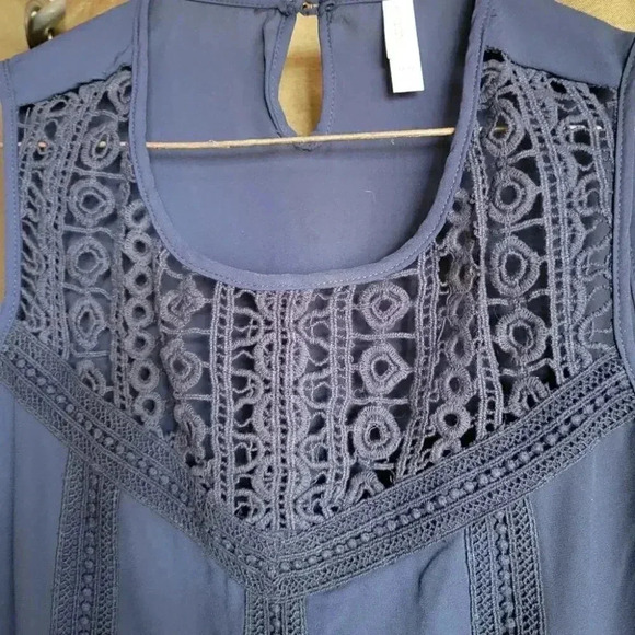 Navy  Summer Top Sleeveless Gauzy Light med - Picture 1 of 4